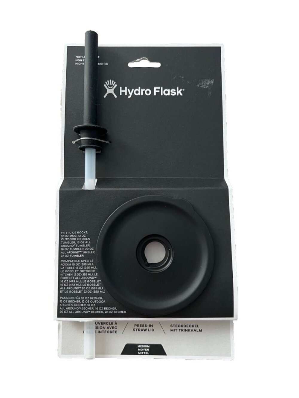 Hydro Flask Press-In Straw Lid Medium in Black